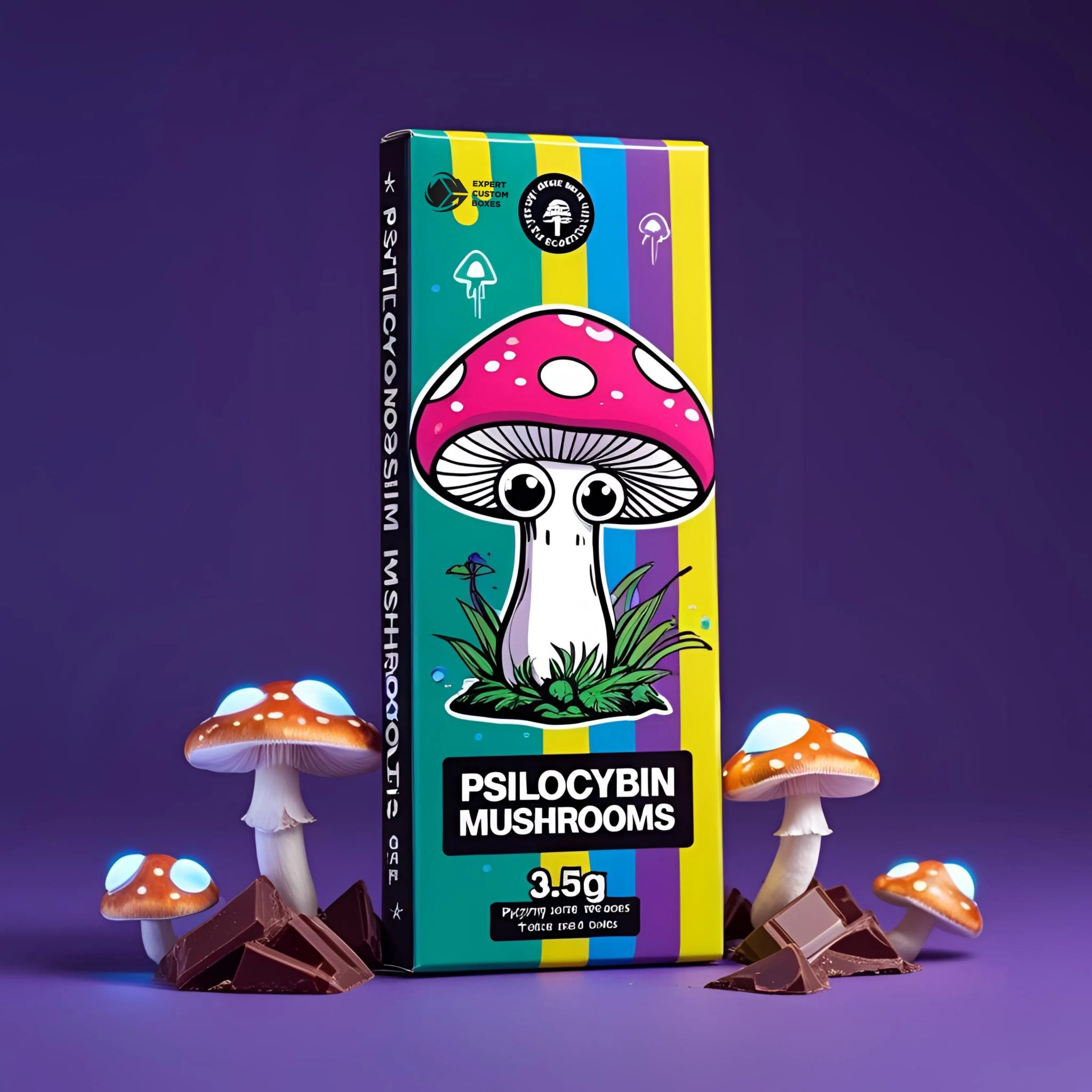 Psychedelic Mushroom Chocolate Bar Packaging